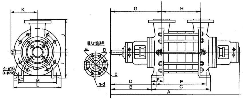 2.5GC-3.5、4GCGC型臥式多級離心泵外型尺寸圖